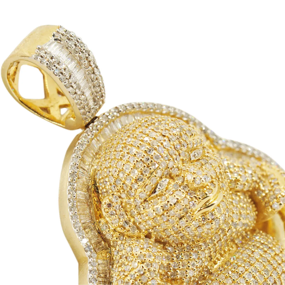 10k Gold 3.85ctw Baguette and Round Diamond Buddha