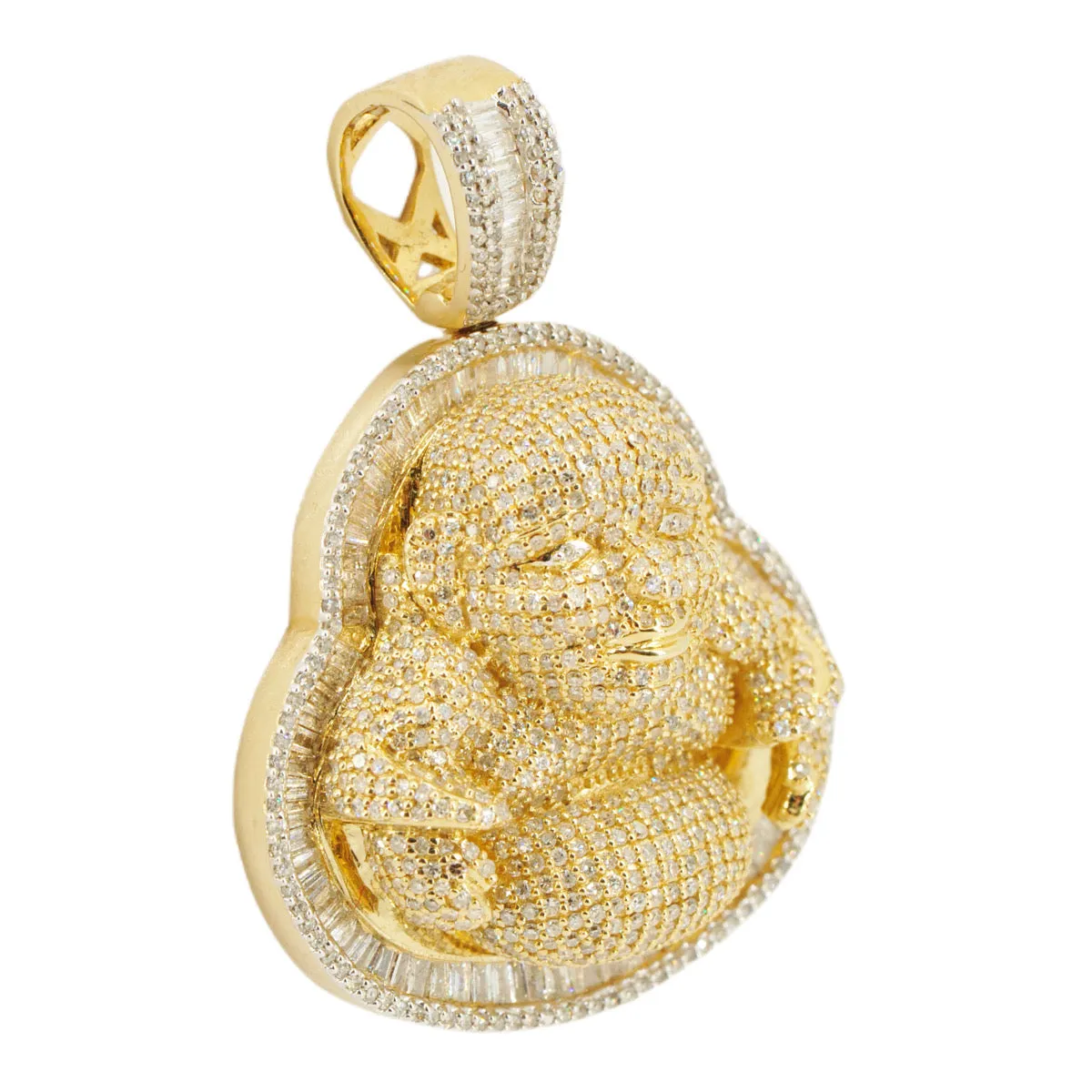 10k Gold 3.85ctw Baguette and Round Diamond Buddha