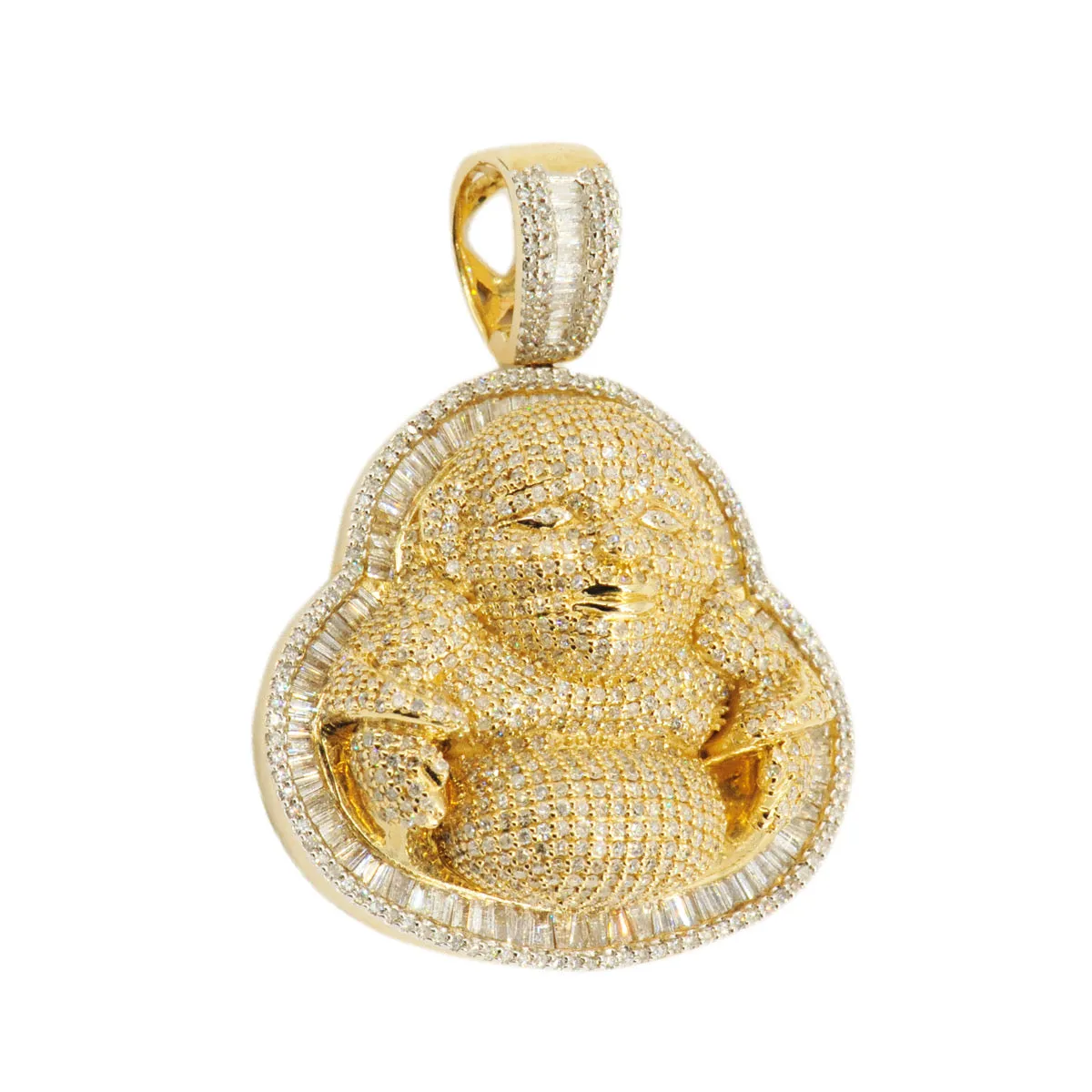 10k Gold 3.85ctw Baguette and Round Diamond Buddha