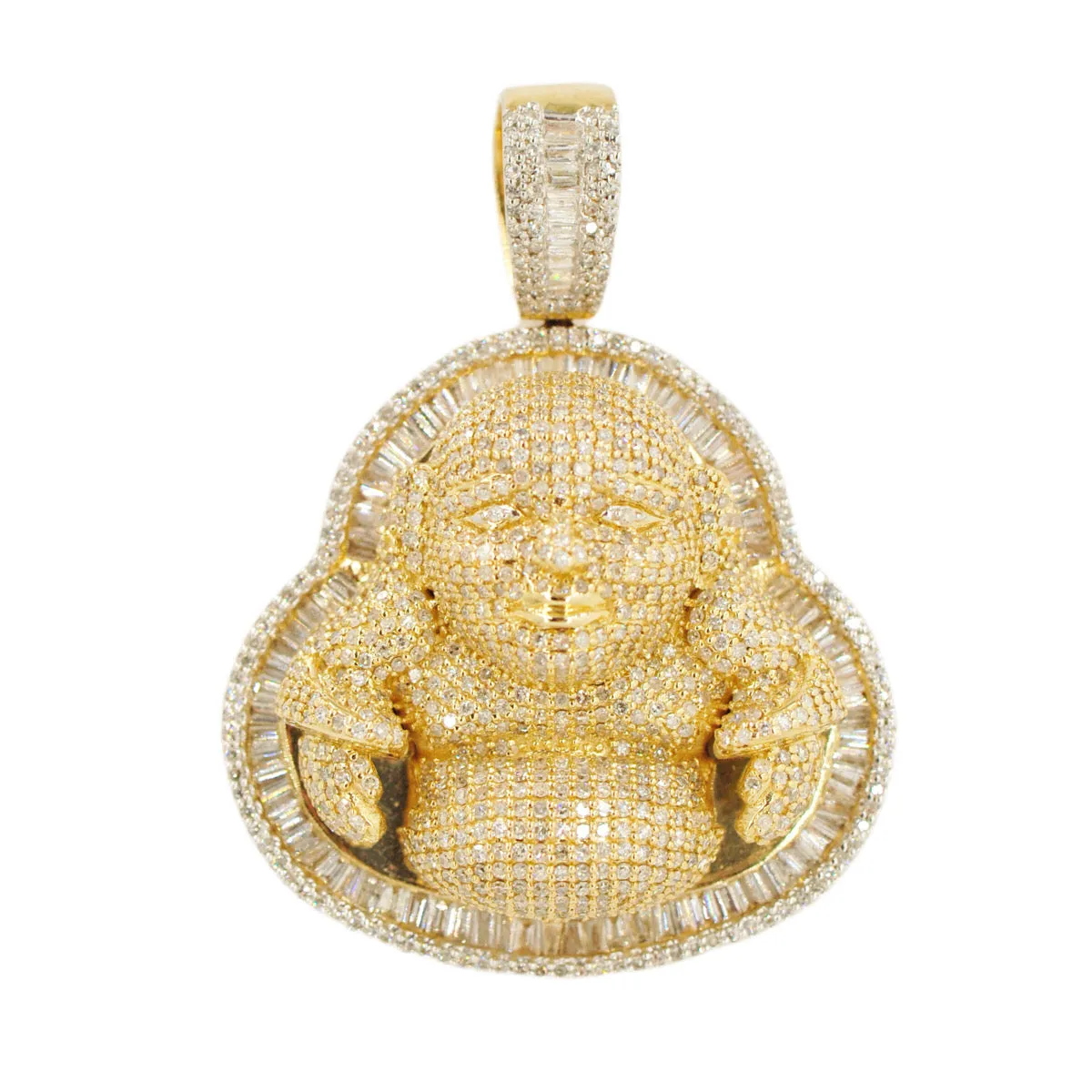 10k Gold 3.85ctw Baguette and Round Diamond Buddha