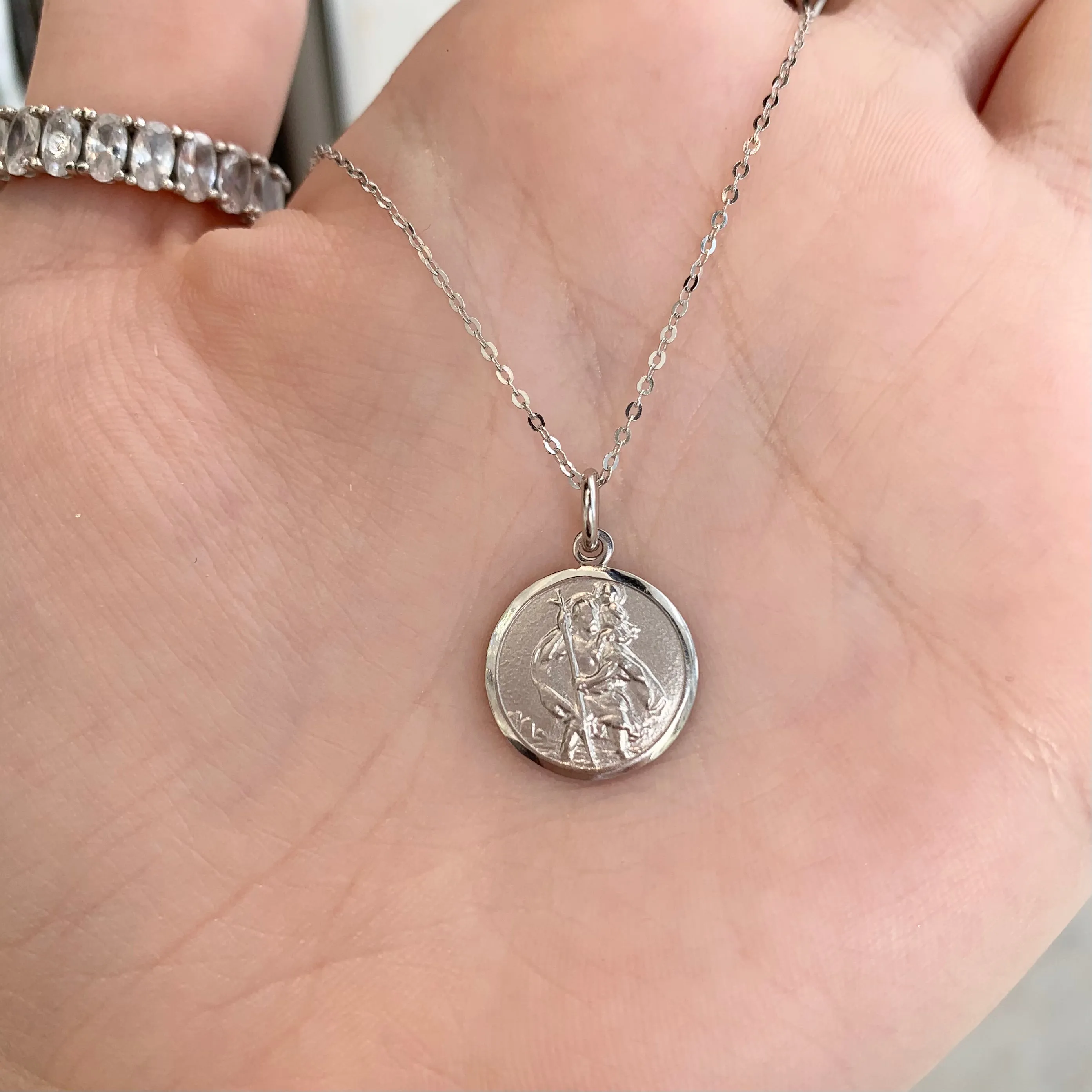 10k White Gold St. Christopher Pendant