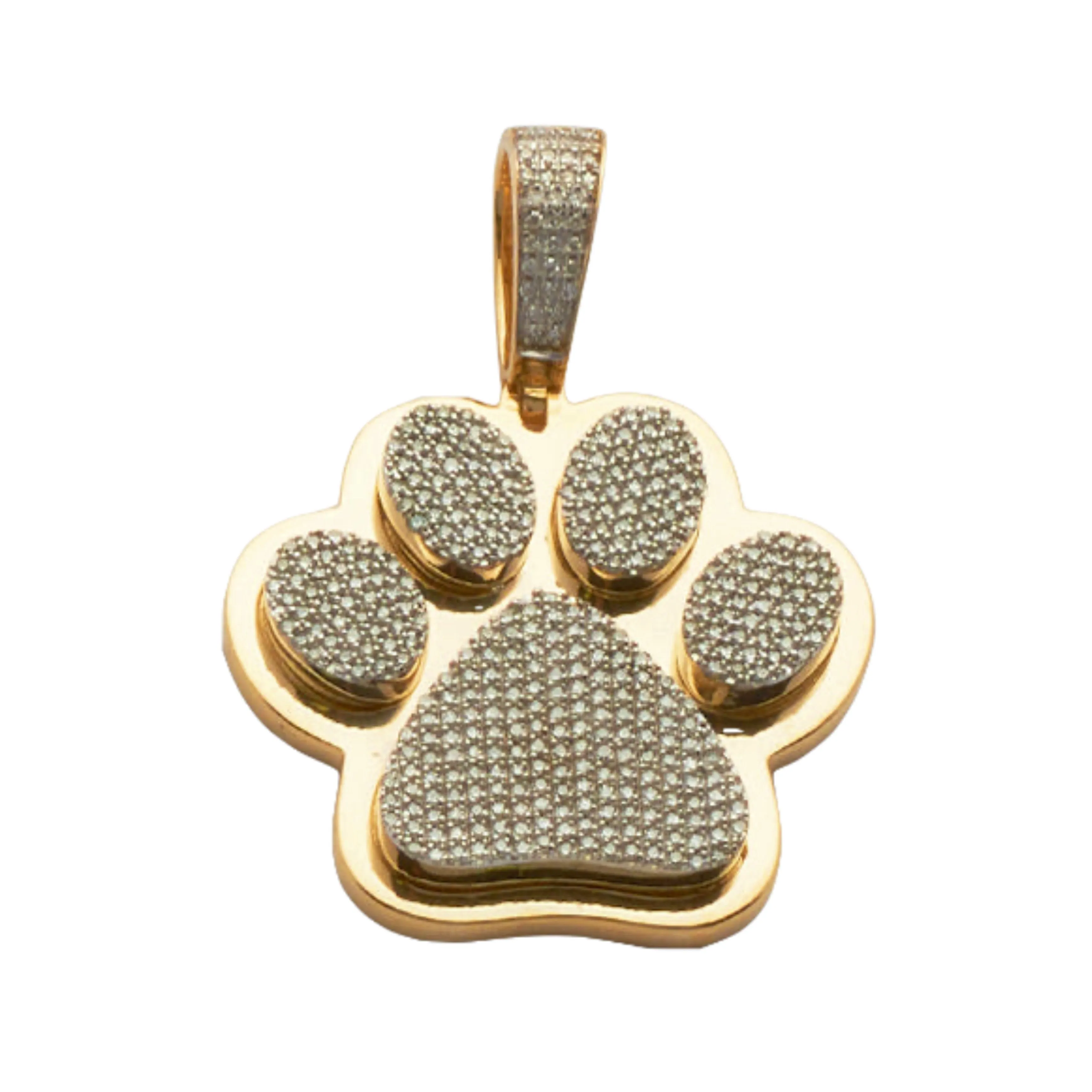 10K YELLOW GOLD 0.75CTW DIAMOND PAW PRINT PENDANT