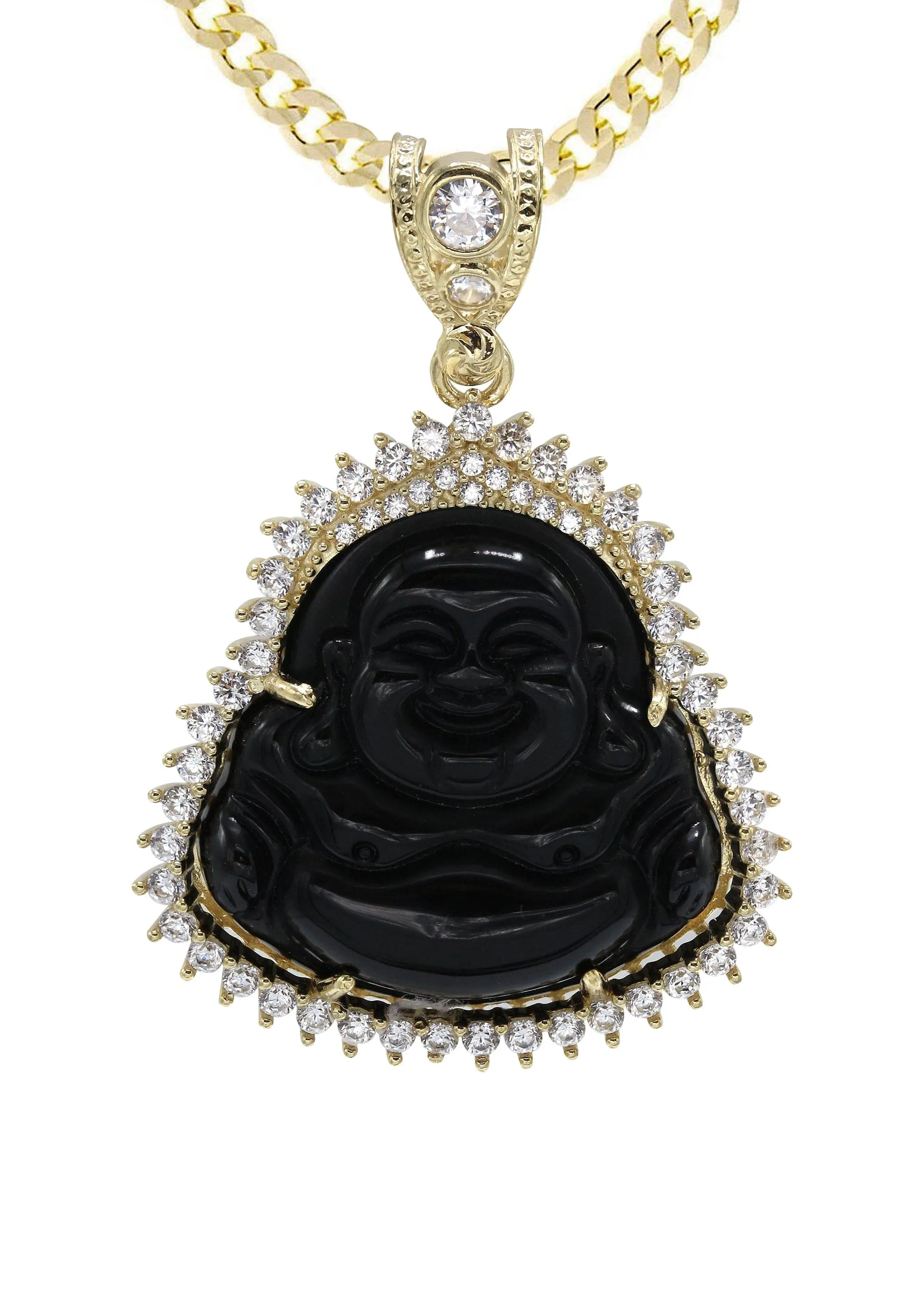 10K Yellow Gold Black Buddha Necklace | Appx. 23.9 Grams