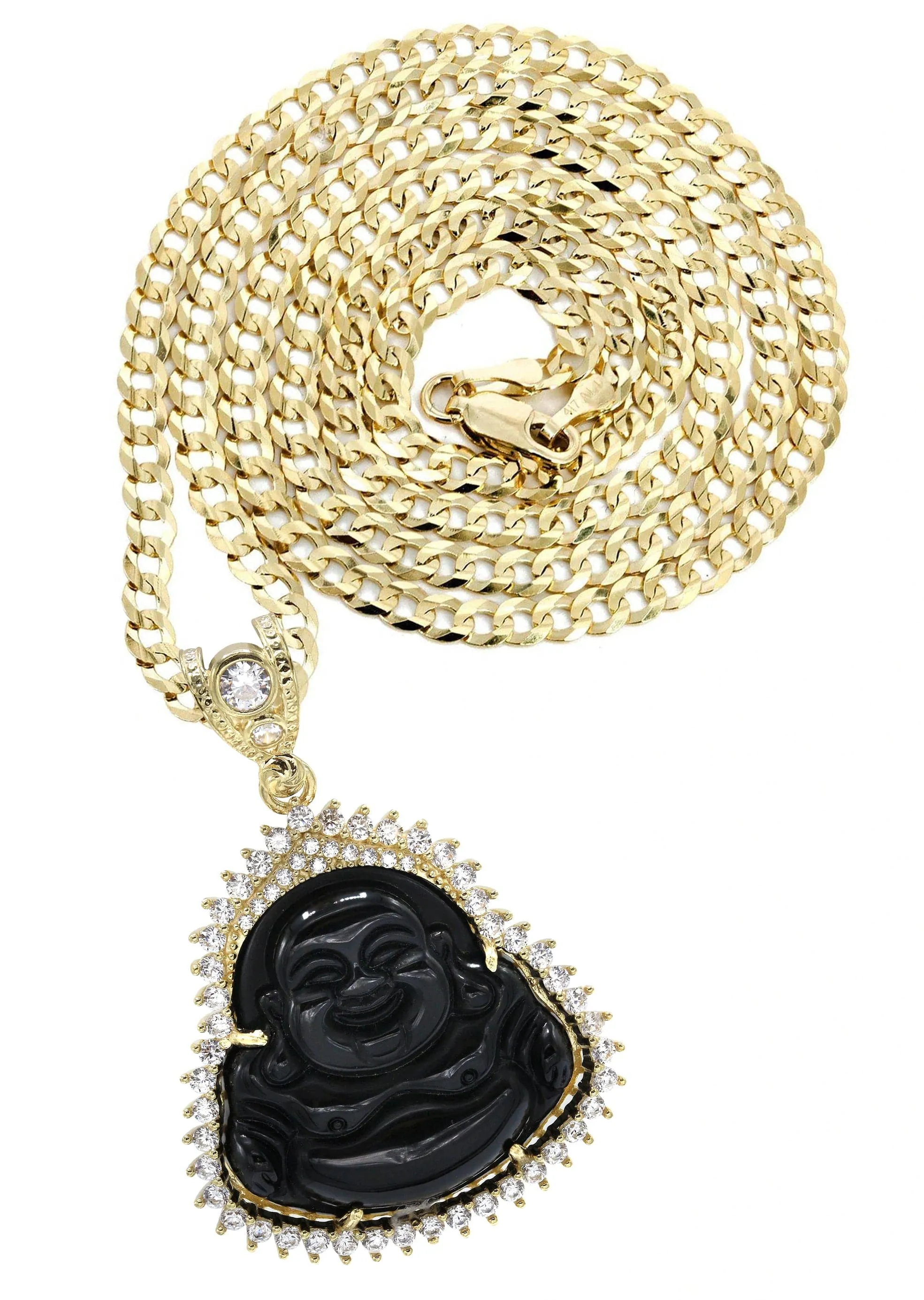 10K Yellow Gold Black Buddha Necklace | Appx. 23.9 Grams