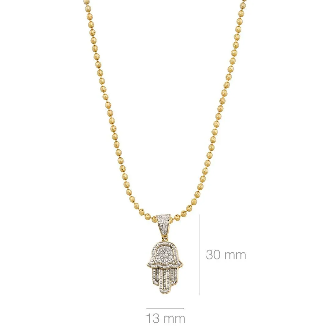 10k Yellow Gold Diamond Hamsa Pendant 0.30 Ctw