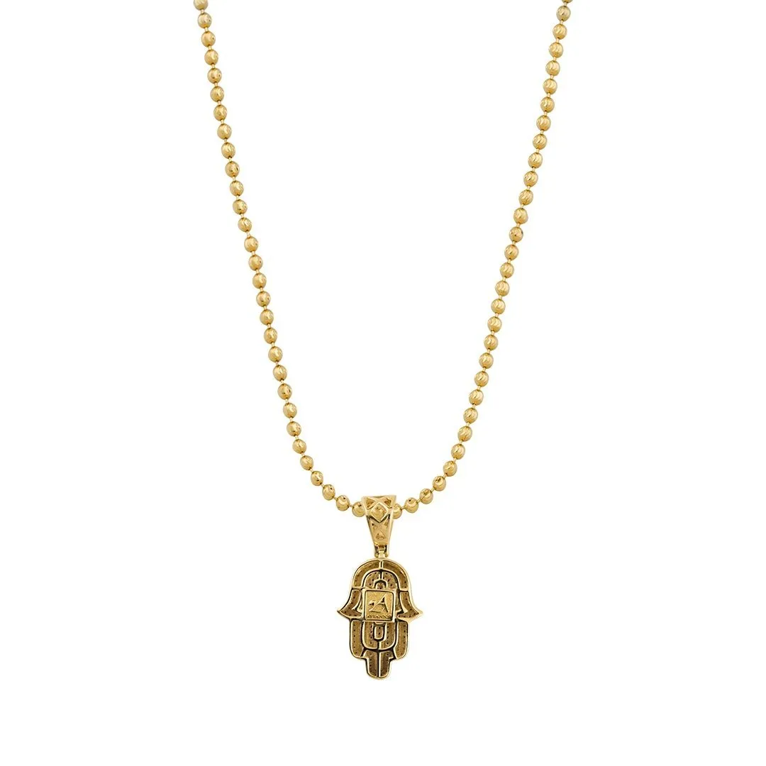 10k Yellow Gold Diamond Hamsa Pendant 0.30 Ctw