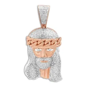 10KR 1.10CTW DIAMOND MIAMI CUBAN JESUS PENDANT