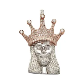 10KW R 2.00CTW DIAMOND KING JESUS PENDANT