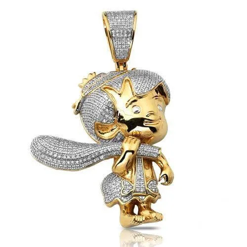 10KY 0.80CTW DIAMOND 'BAM BAM' FIGURE PENDANT