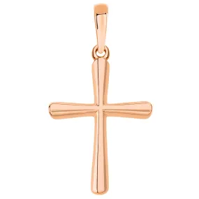 14k Rose Gold Slender Small Cross Charm Pendant