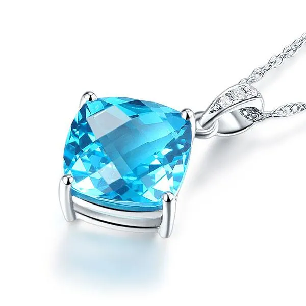 14K White Gold Swiss Blue Topaz Pendant MKN7003SB