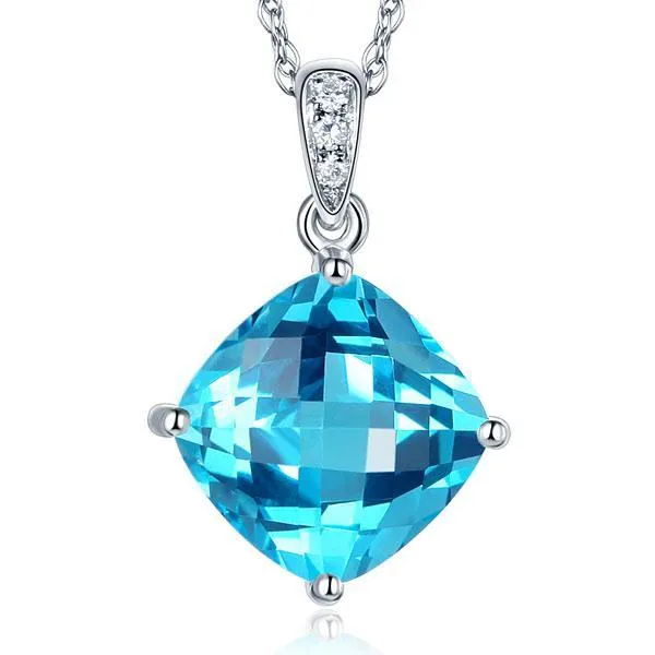 14K White Gold Swiss Blue Topaz Pendant MKN7003SB