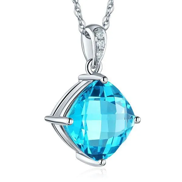 14K White Gold Swiss Blue Topaz Pendant MKN7003SB