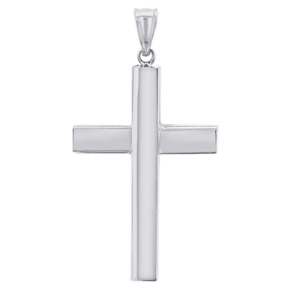 14k White Gold Traditional Religious Plain Cross Pendant