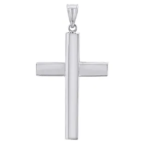 14k White Gold Traditional Religious Plain Cross Pendant