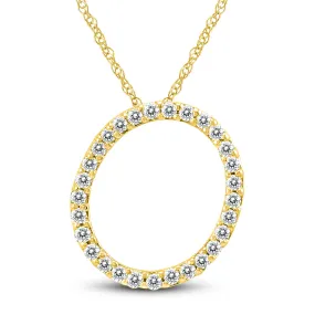 1/6 Carat Tw O Initial Diamond Pendant Necklace In 10K Yellow Gold With Adjustable Chain