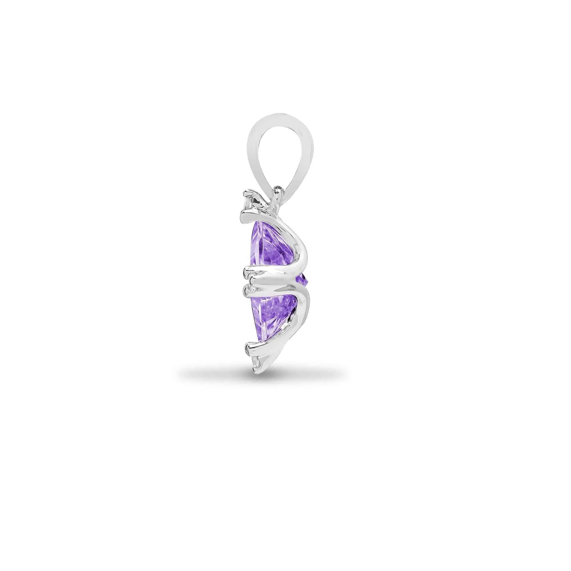 18ct White Gold Diamond And Amethyst Pendant