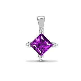 18ct White Gold Diamond And Amethyst Pendant