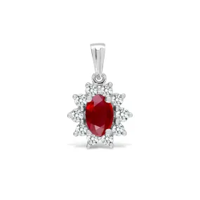 18ct White Gold Diamond And Ruby Pendant