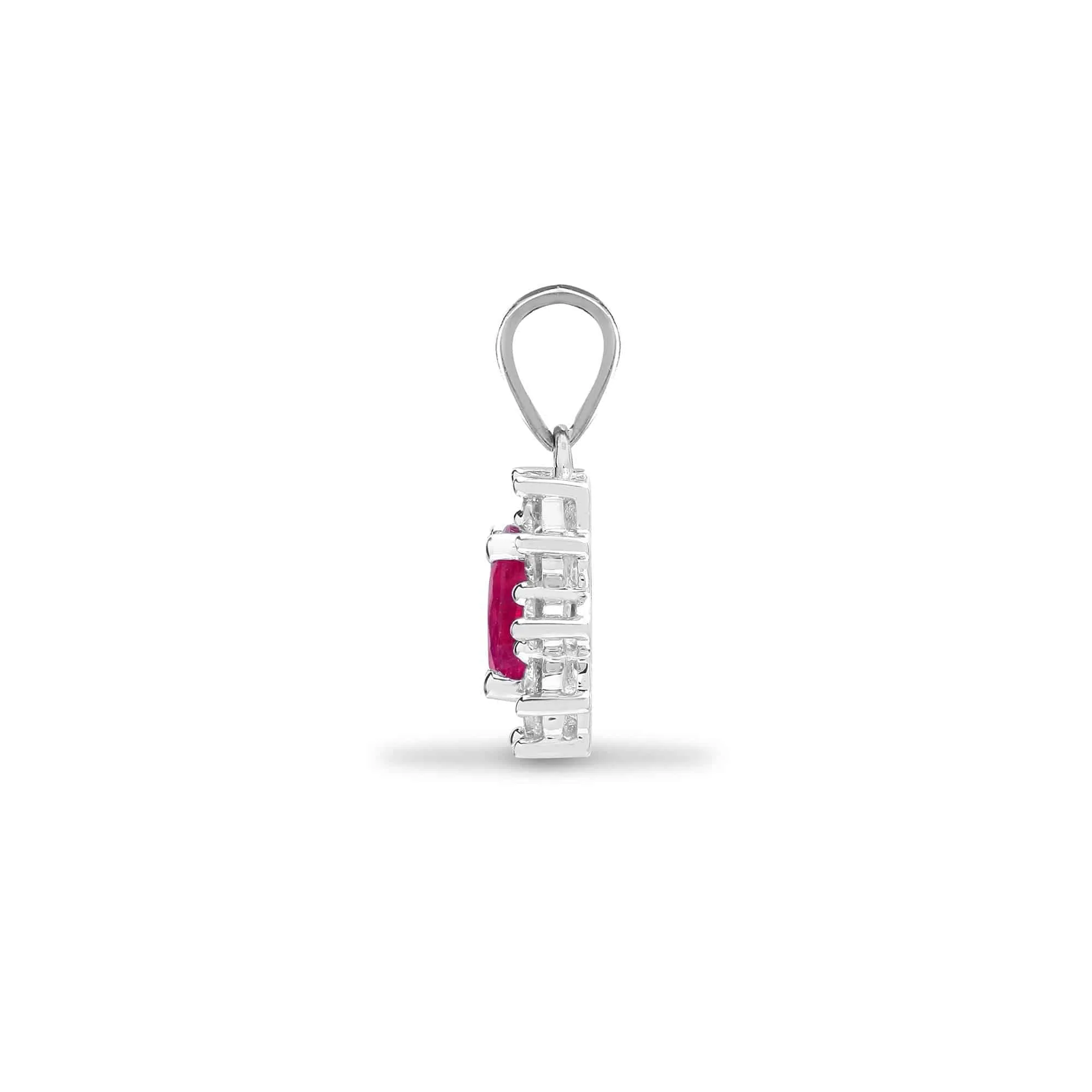 18ct White Gold Diamond And Ruby Pendant