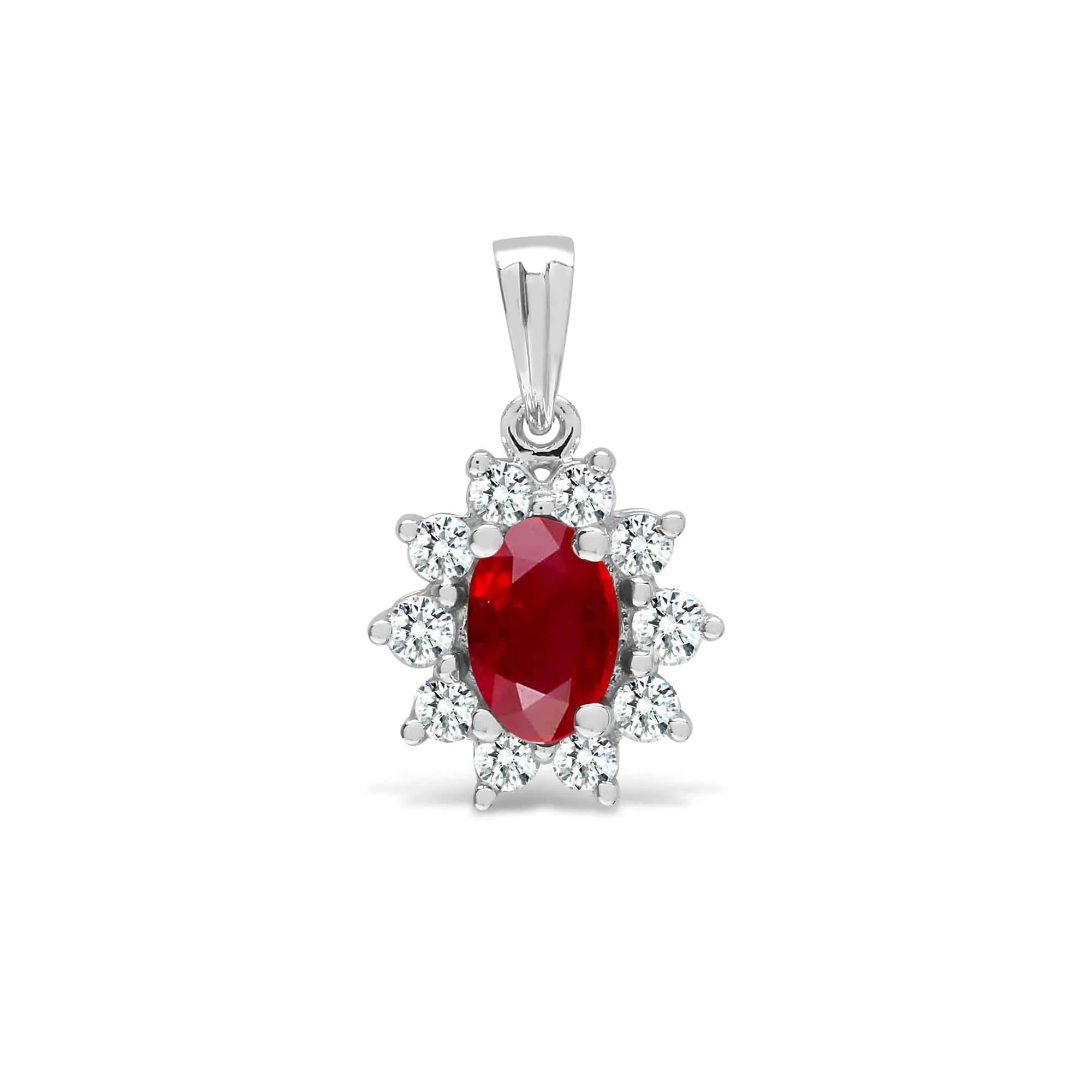 18ct White Gold Diamond And Ruby Pendant