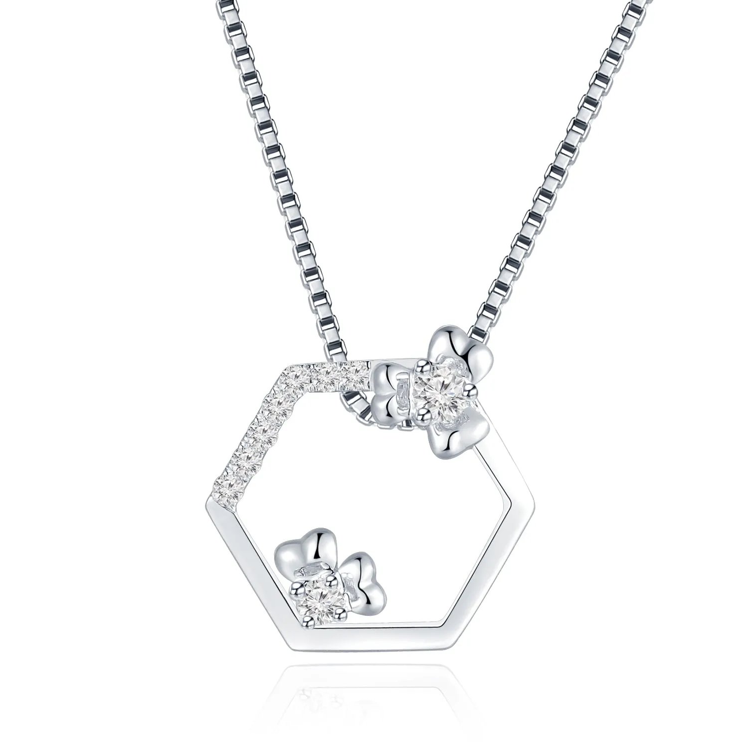 18K White Gold Bee Hive Designer Diamond Pendant