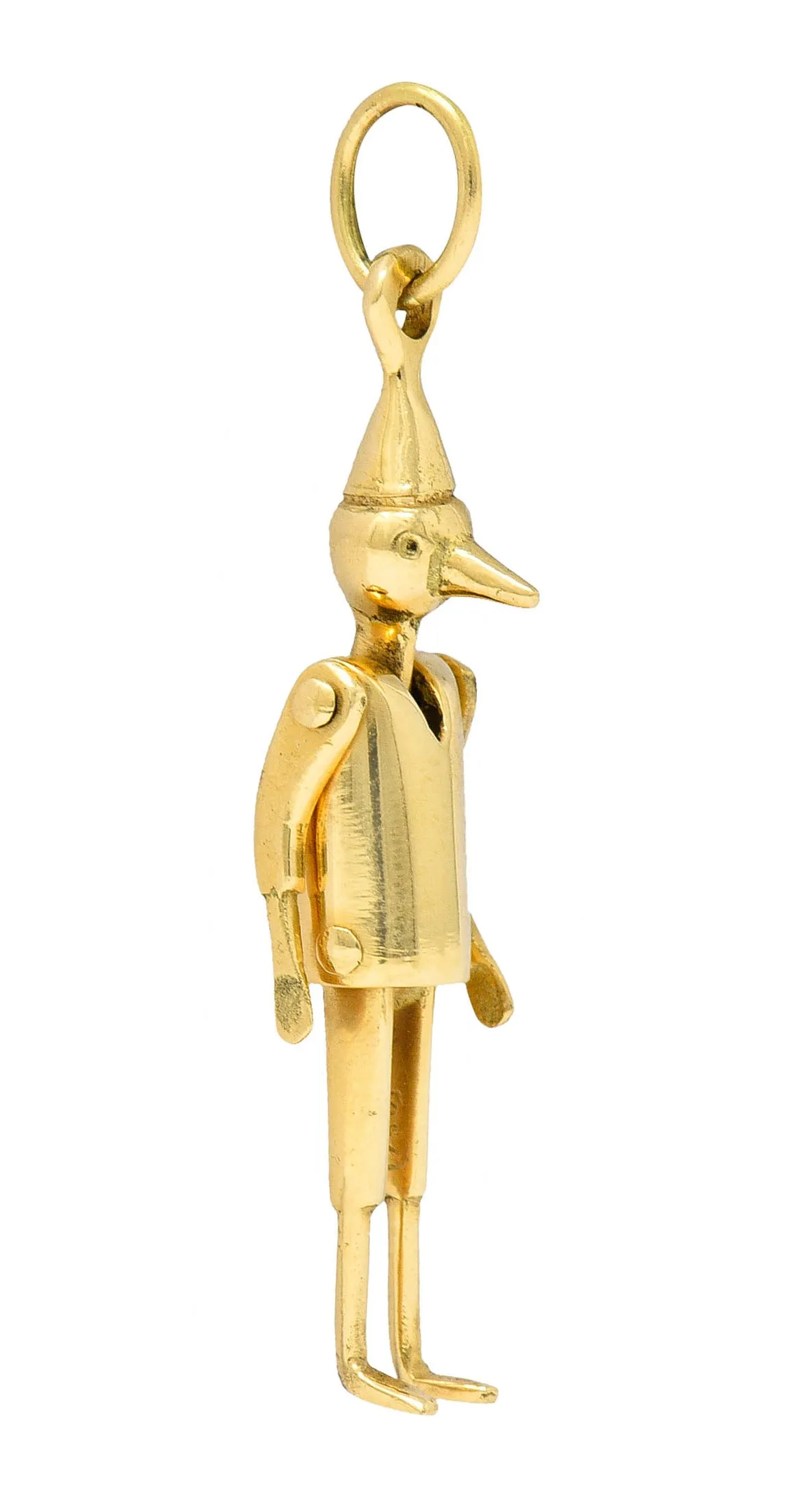 1940's Retro 18 Karat Gold Articulated Pinocchio Charm