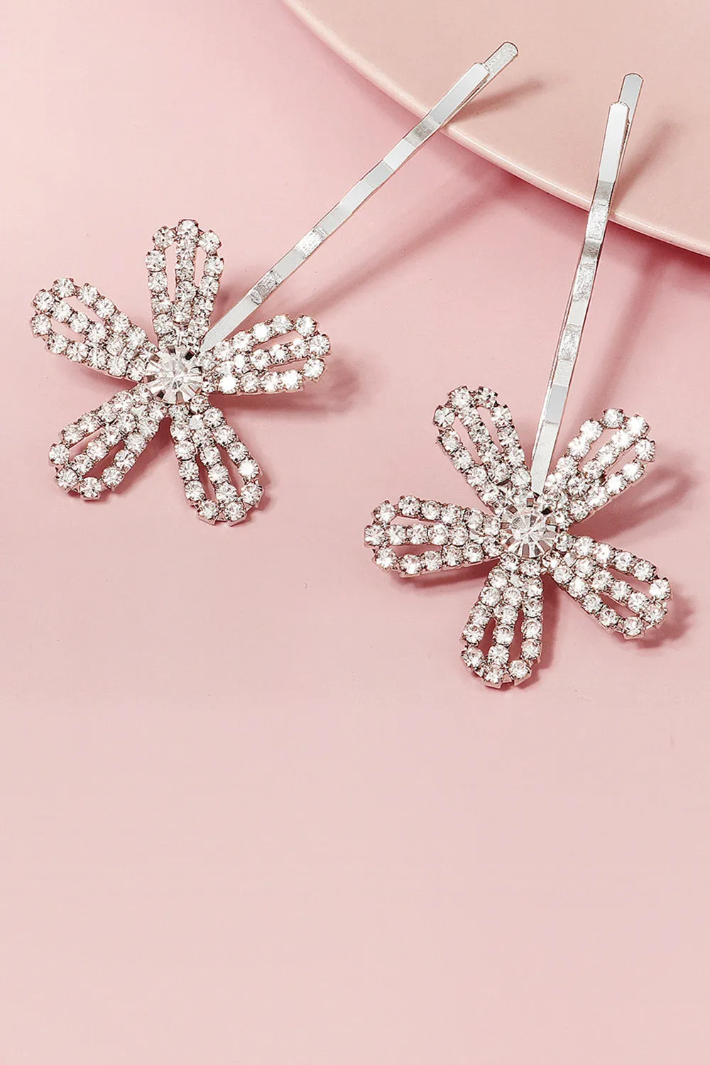 2pcs Flower Shaped Bridal Bangs Hairpins