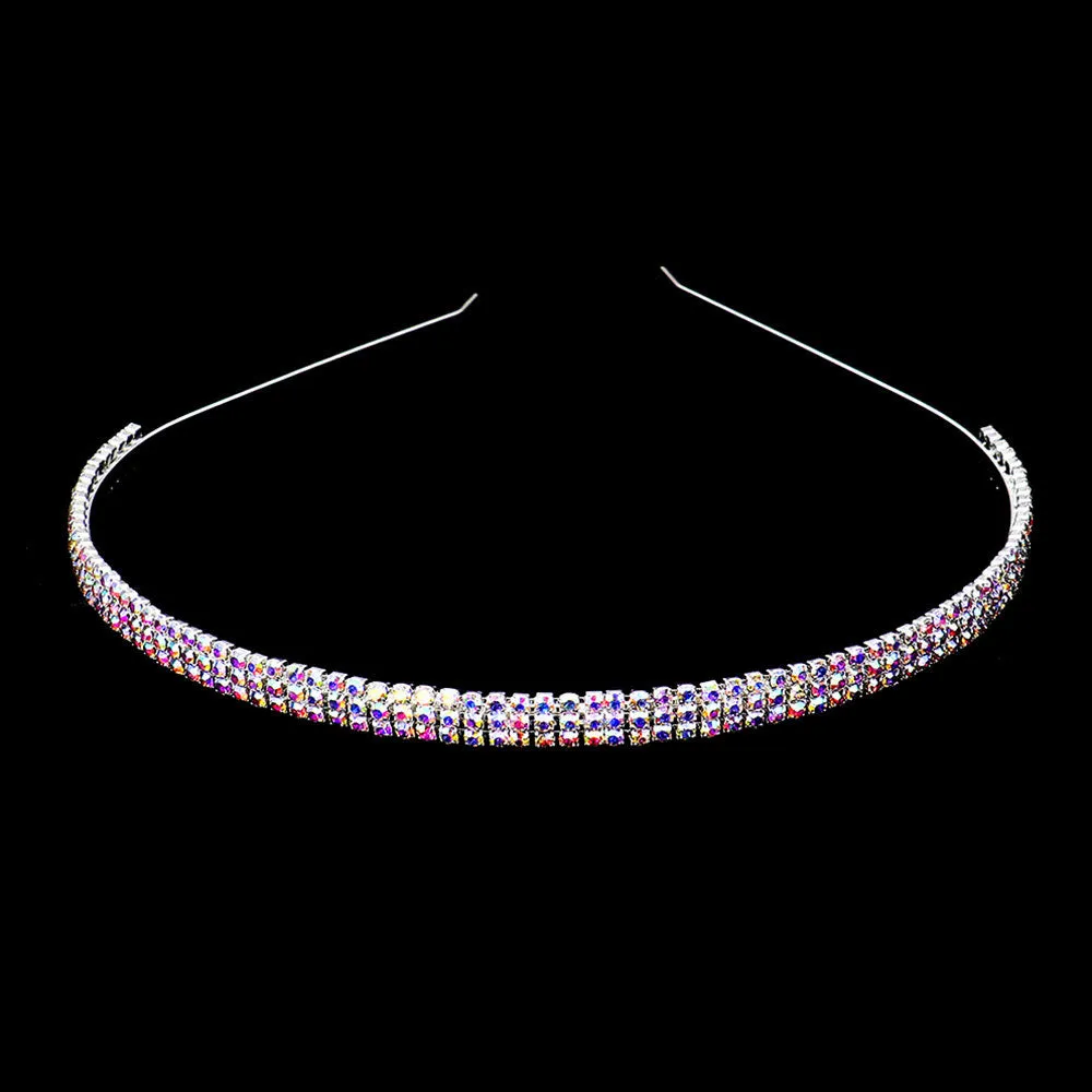 3 Rows crystal rhinestone headband