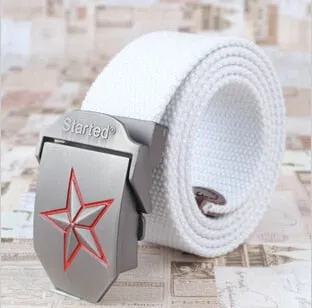 3D Red Star Buckle Strong Canvas Belt