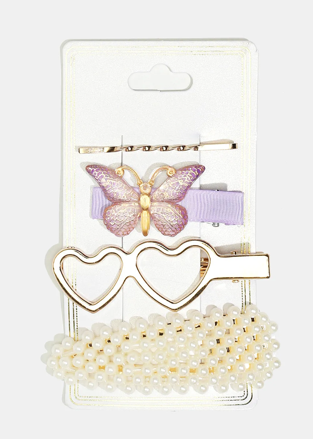 4-Piece Butterfly & Pearl Hairpins