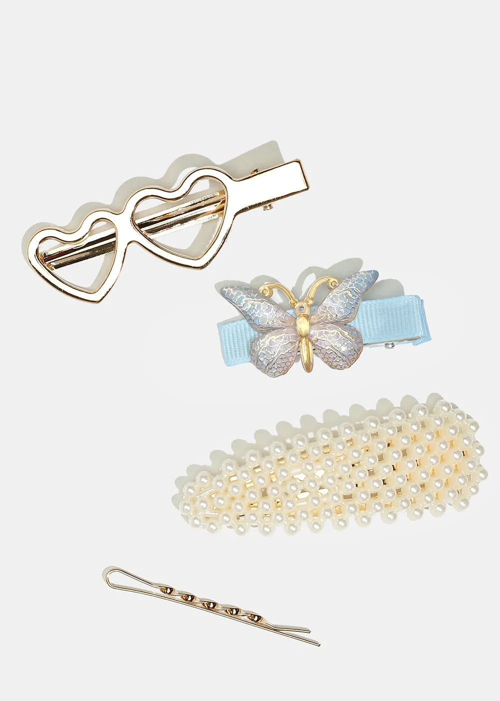 4-Piece Butterfly & Pearl Hairpins