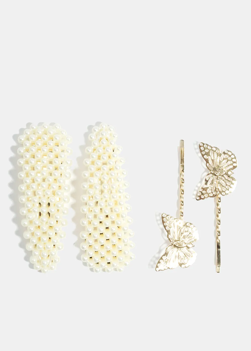 4-Piece Butterfly & Pearl-Studded Hairpins