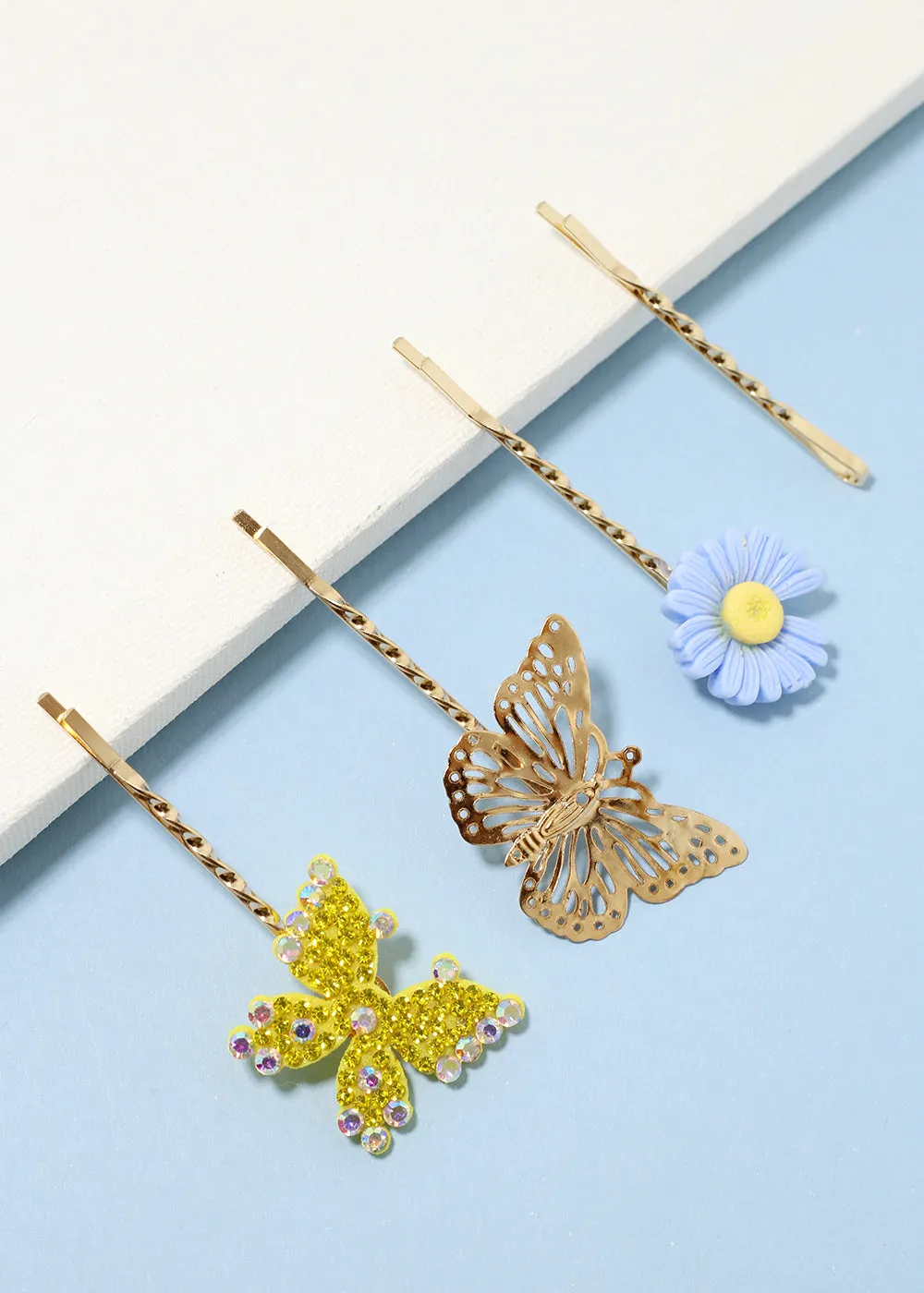 4-Piece Flower & Butterfly Hairpins