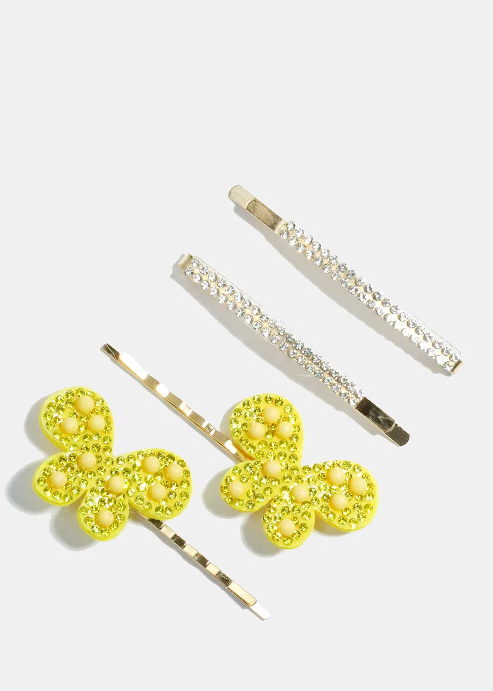 4 Piece Rhinestone & Butterfly Hair Pins