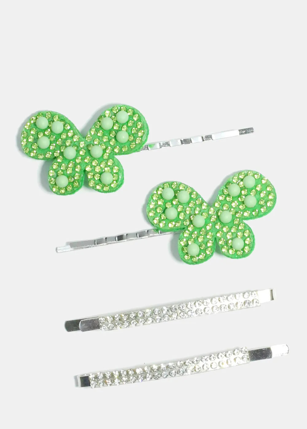 4 Piece Rhinestone & Butterfly Hair Pins