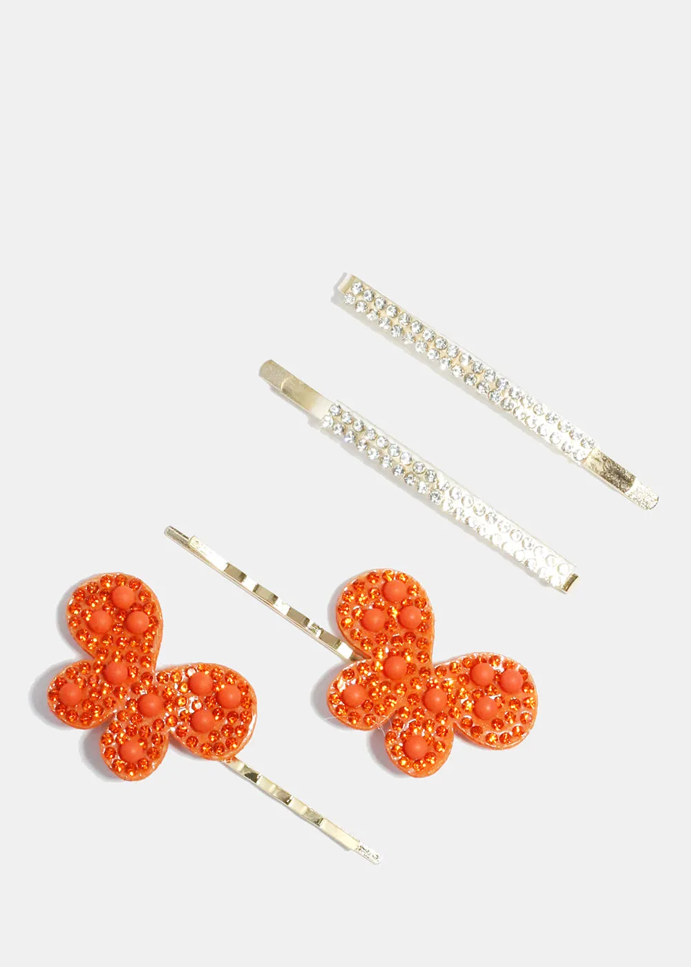 4 Piece Rhinestone & Butterfly Hair Pins