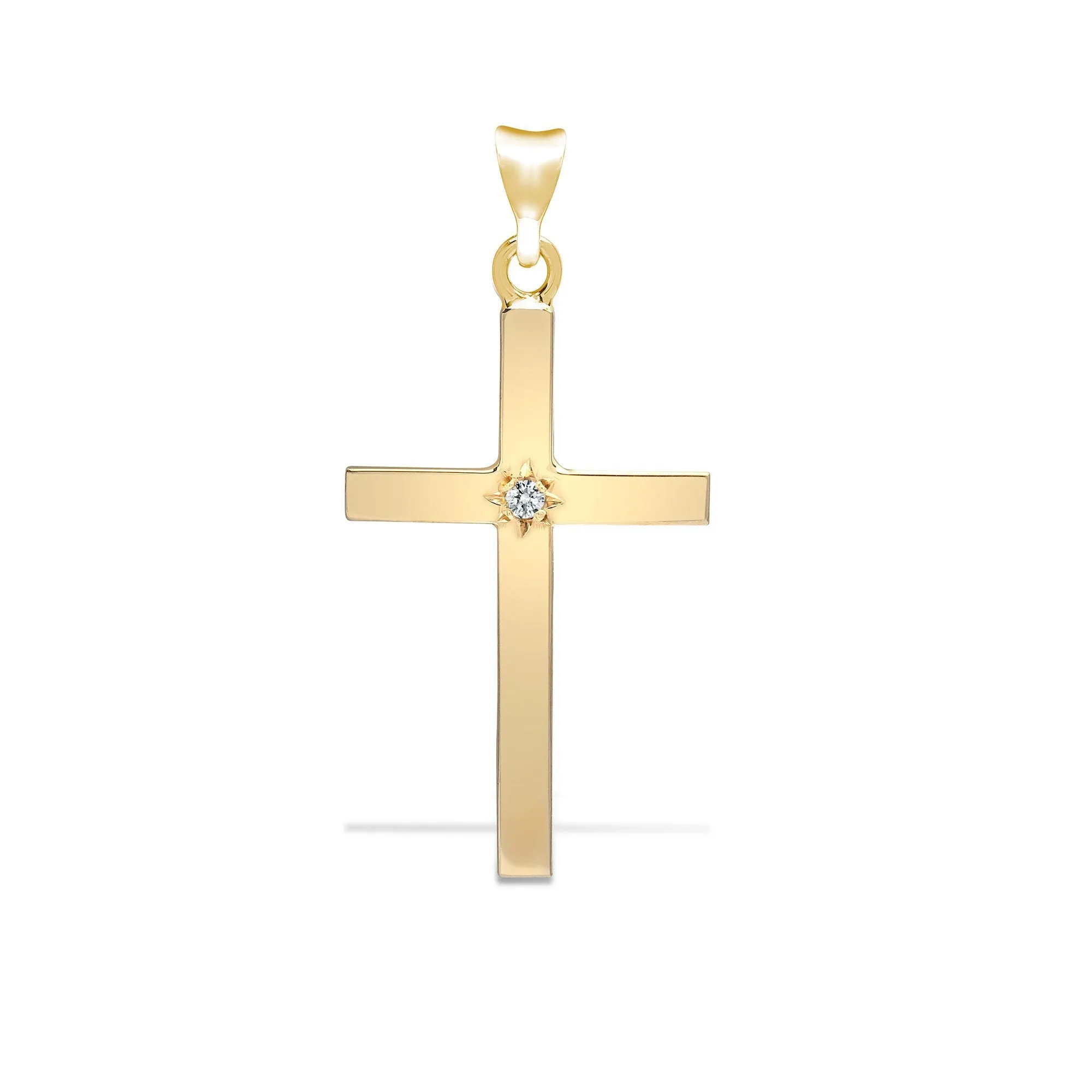 9ct White 0.05ct Star Set Diamond Cross