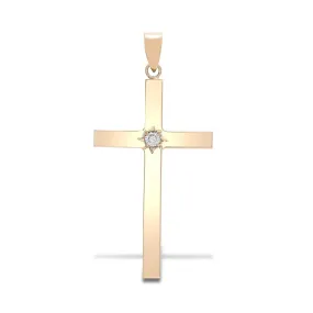 9ct White 0.10ct Star Set Diamond Cross