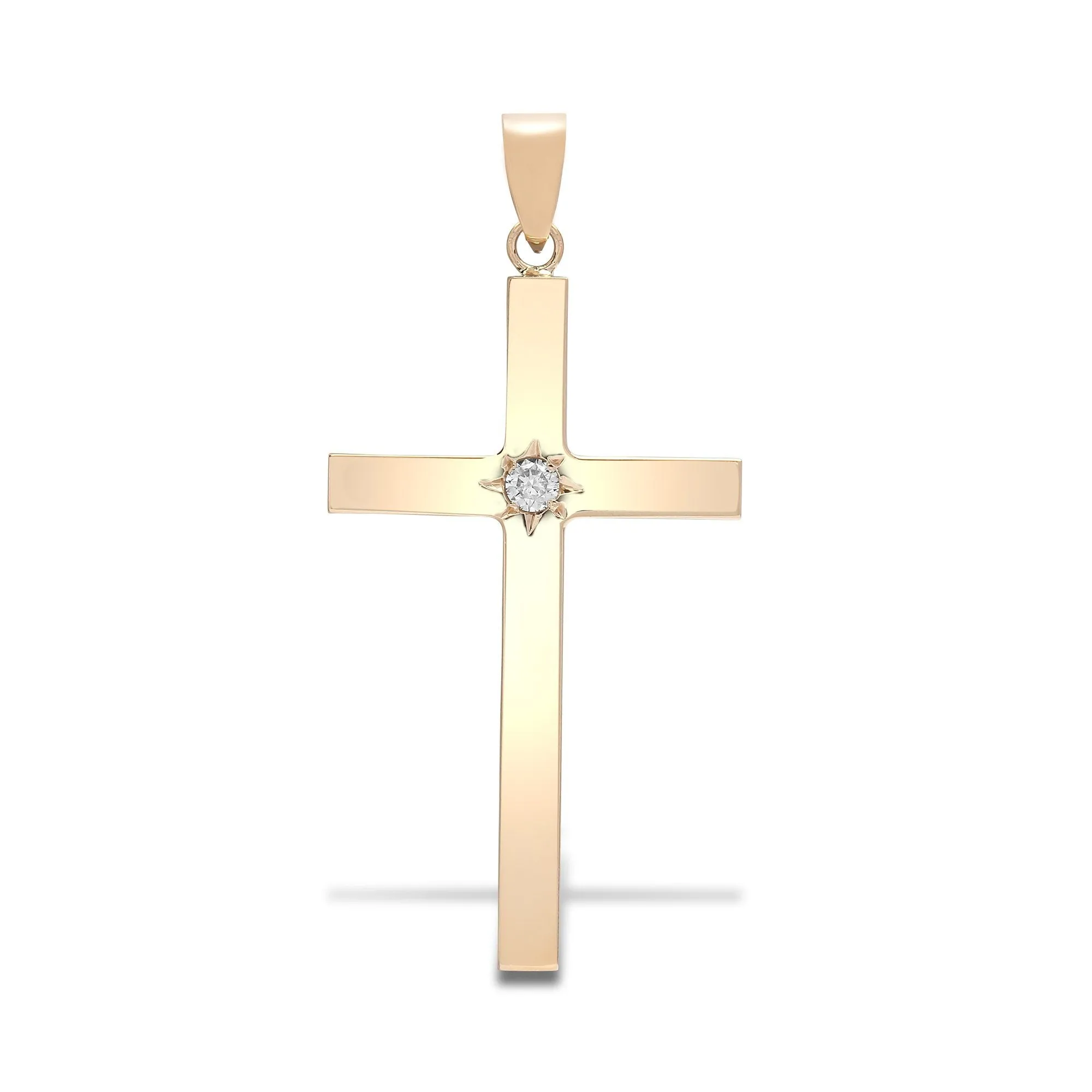 9ct White 0.10ct Star Set Diamond Cross