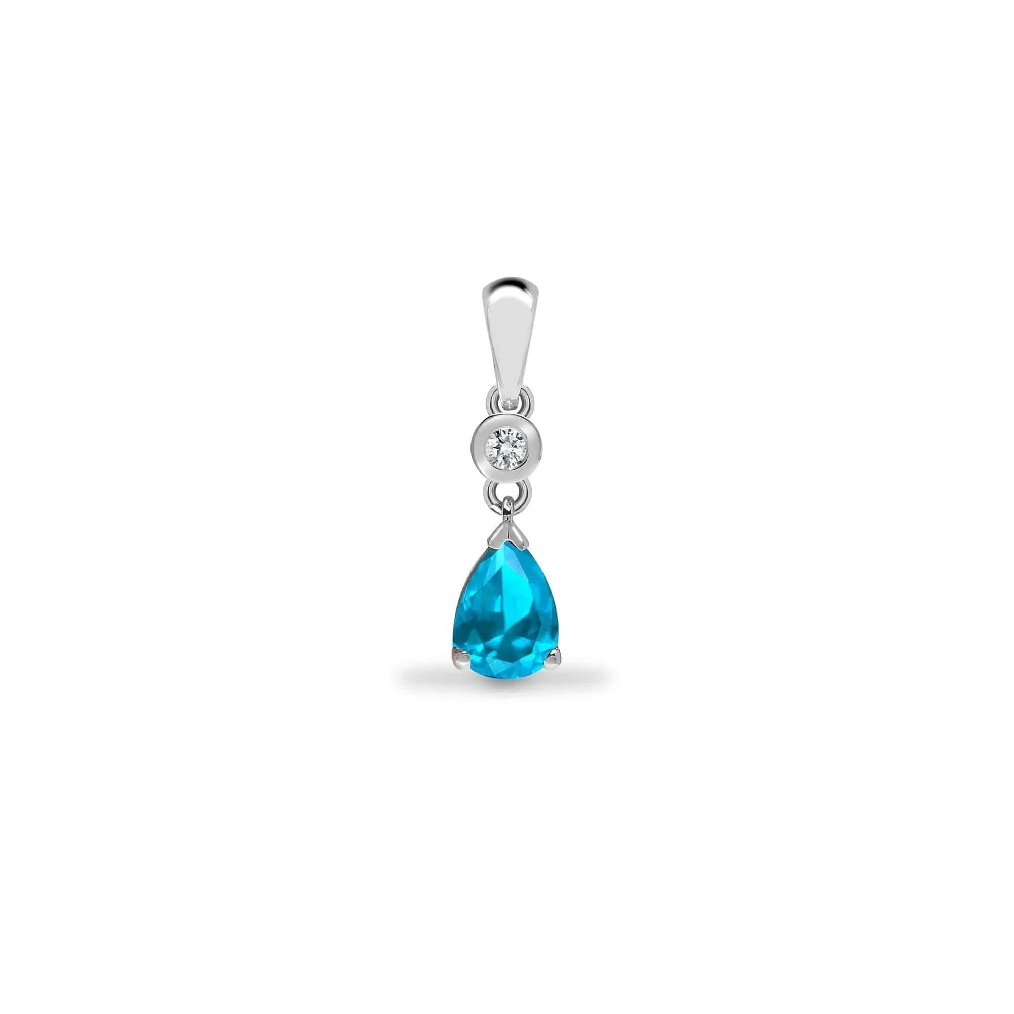 9ct White Diamonds -4pts Aquamarine -90pts Drop Pendant