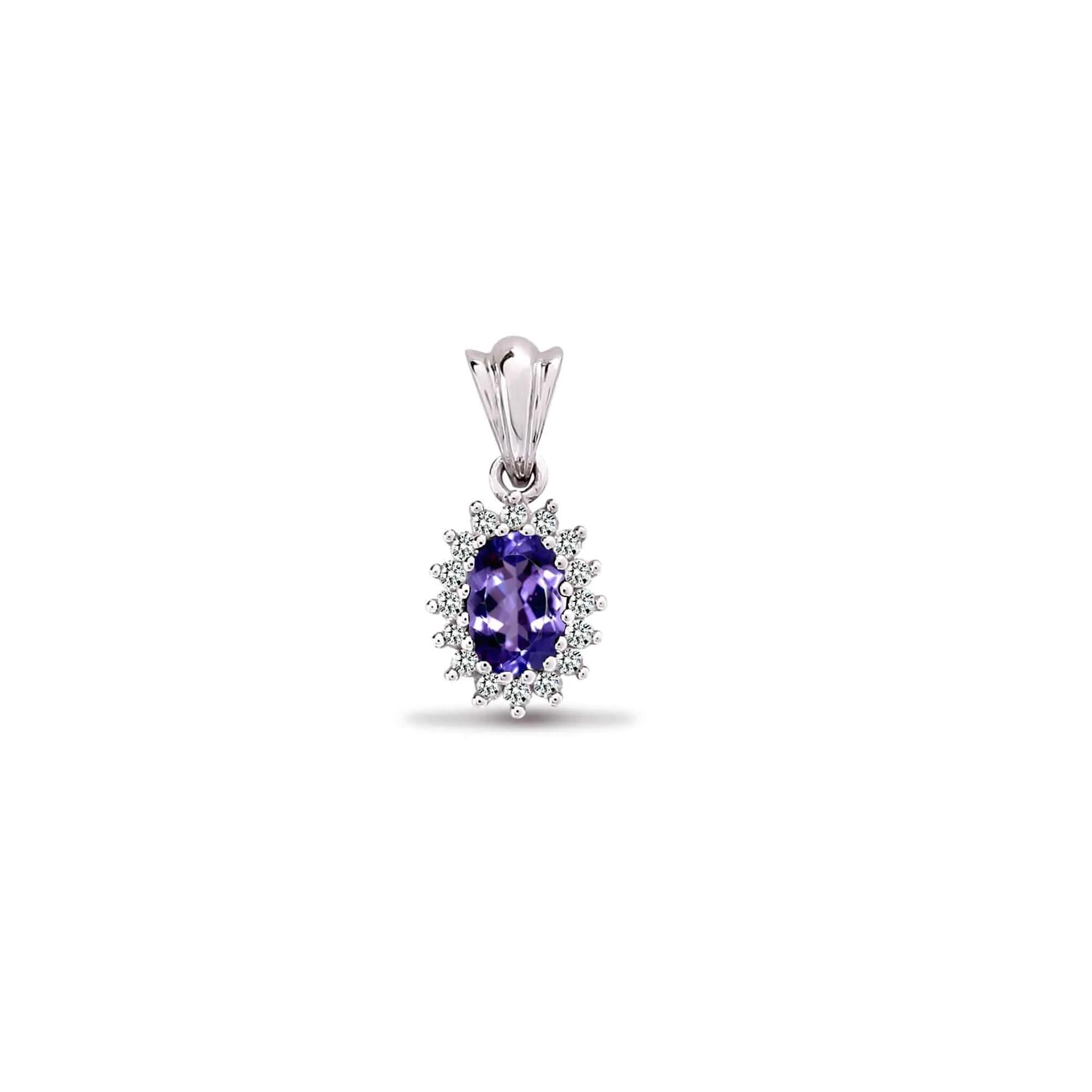 9ct White Gold Diamond And Tanzanite Pendant