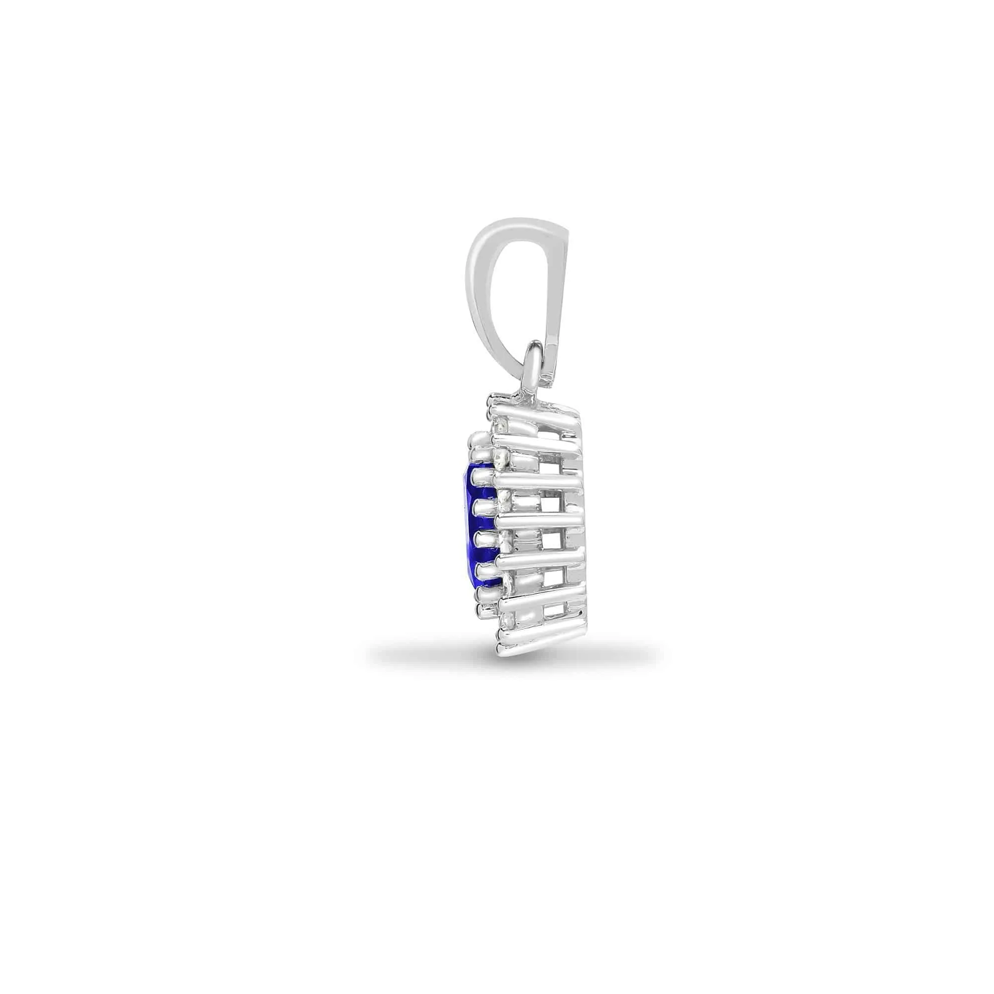 9ct White Gold Diamond And Tanzanite Pendant