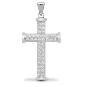 9ct White Gold Diamond Cross