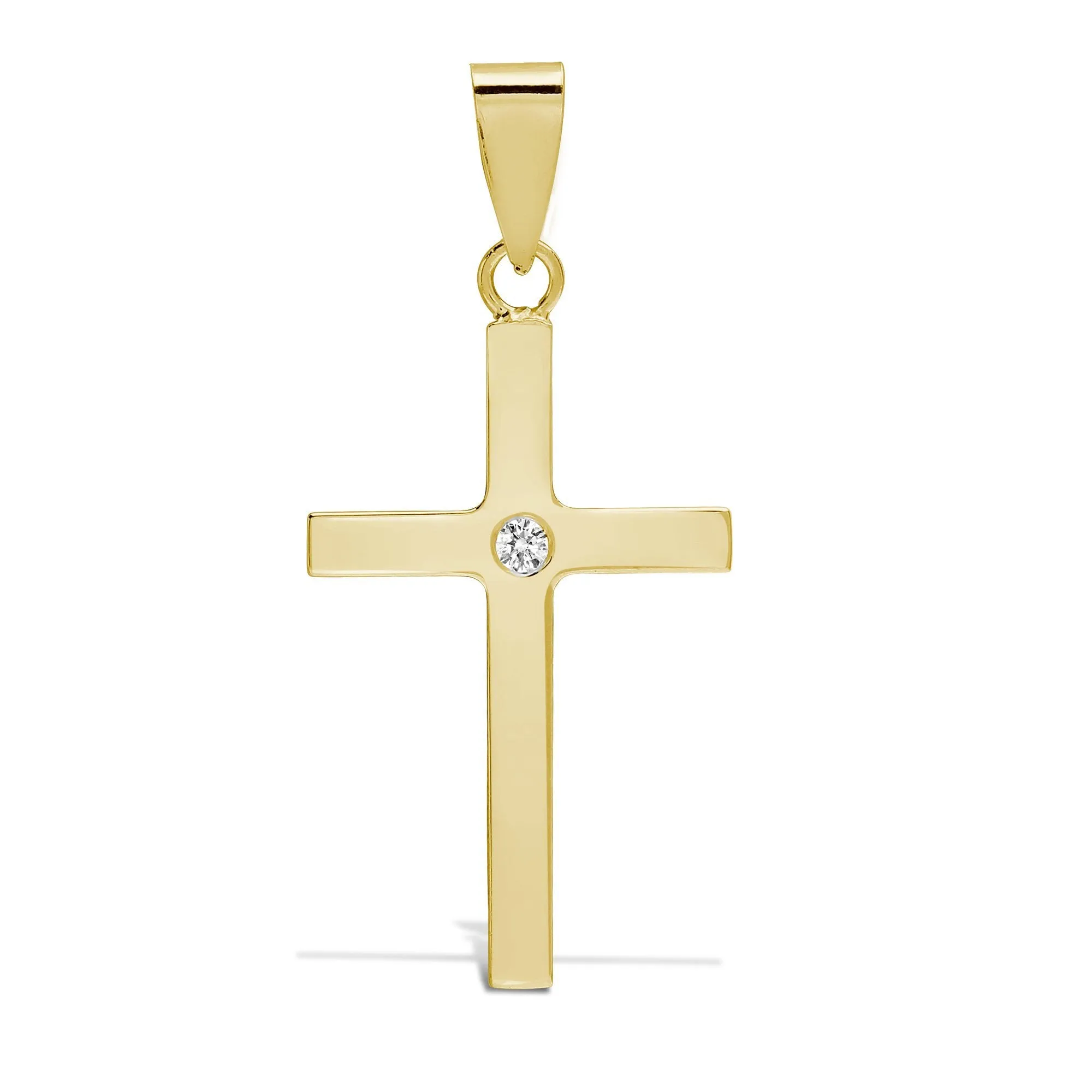 9ct Yellow 0.03ct Invisible Set Diamond Cross