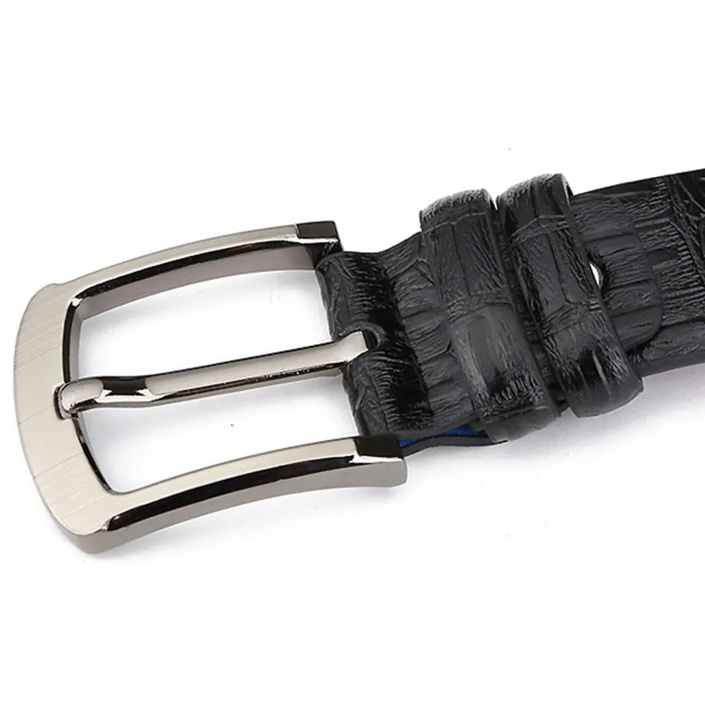 Adjustable Men's Anti-scratch 33mm Wide Genuine Leather Pin Buckle Belt