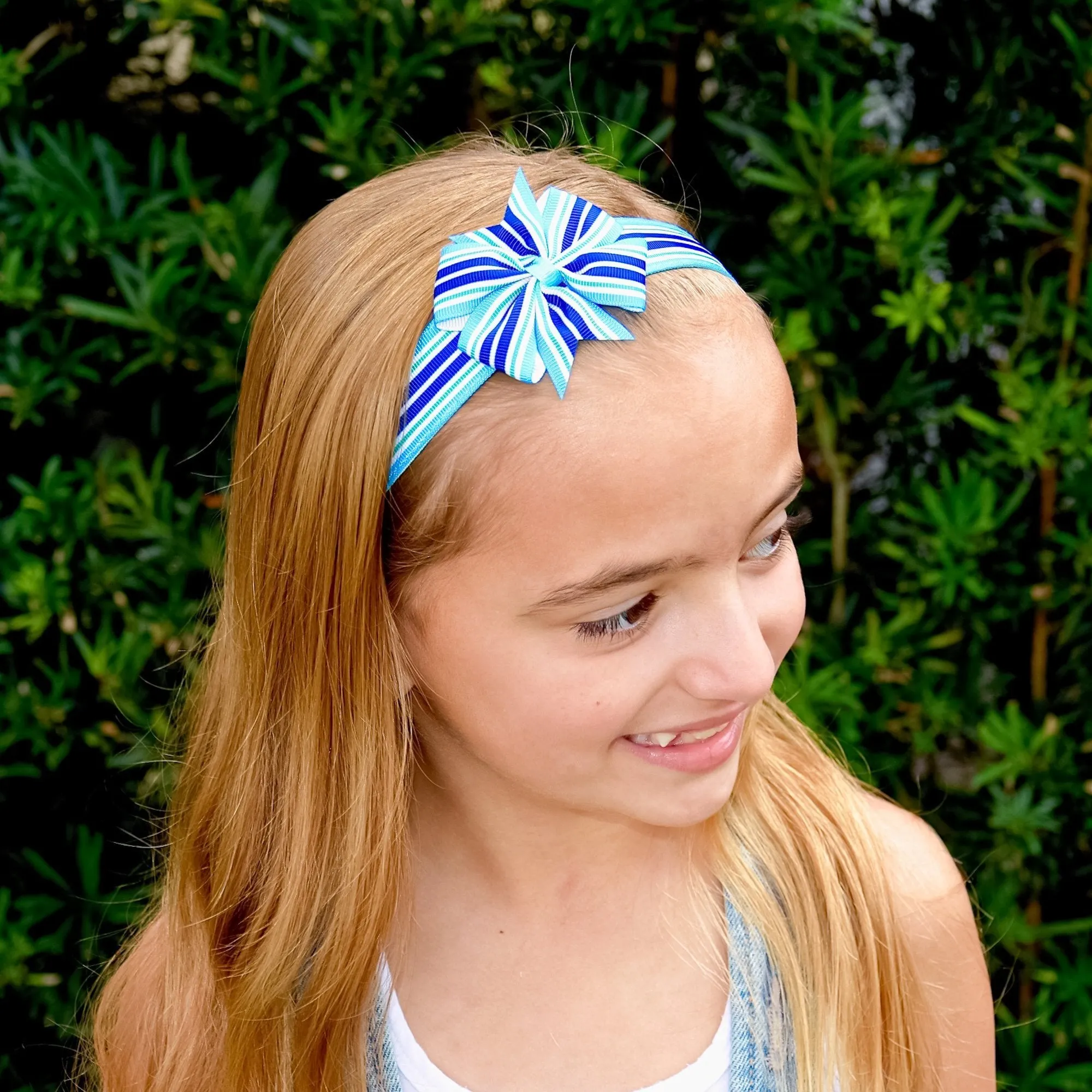 Adjustable No Slip Striped Bow Headbands - 4 Pack