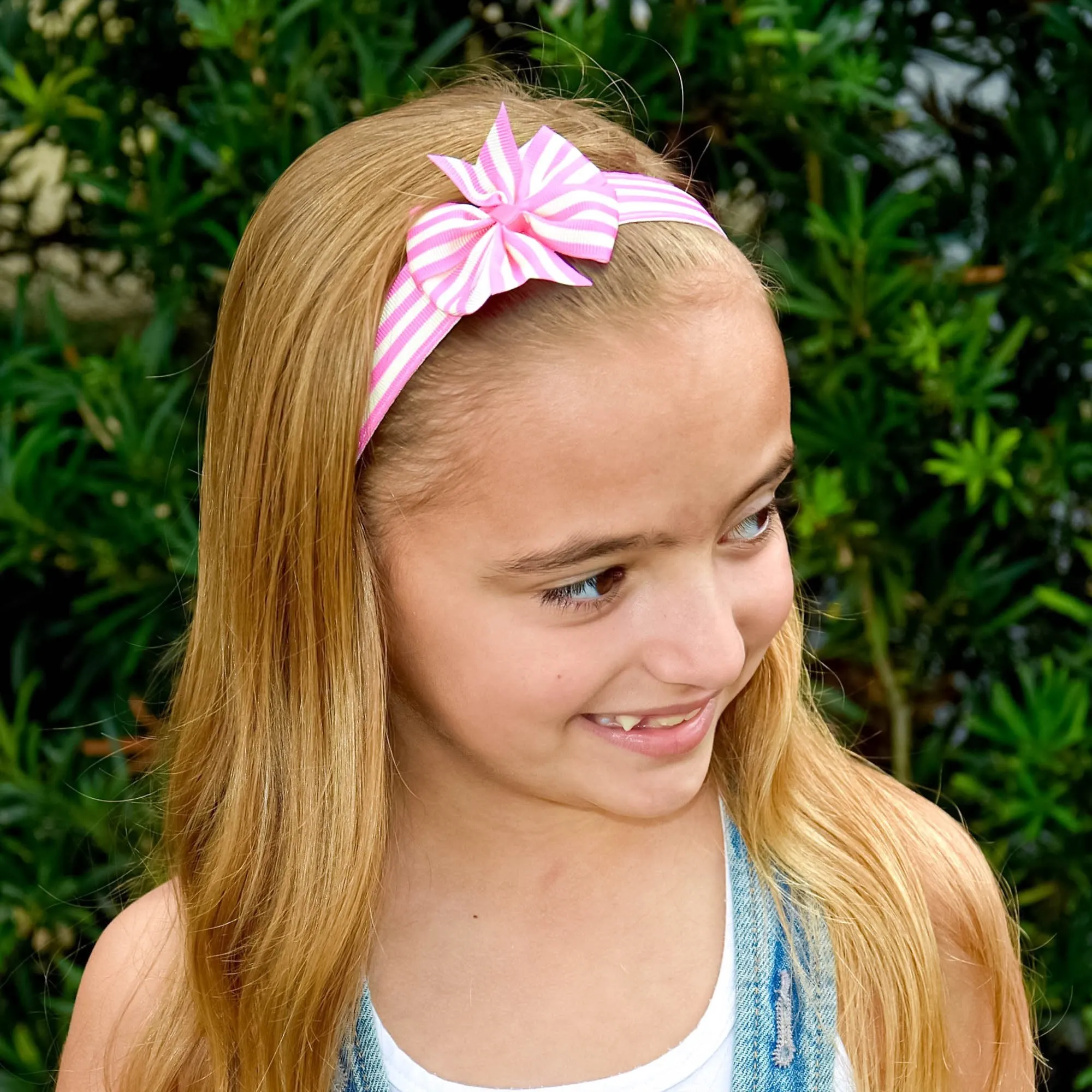 Adjustable No Slip Striped Bow Headbands - 4 Pack