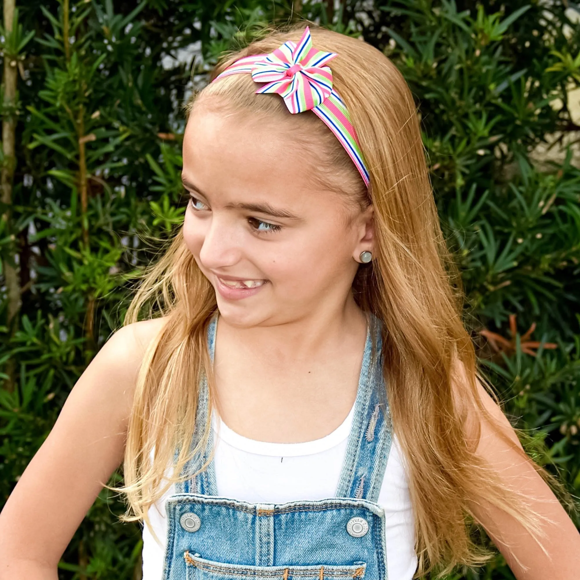 Adjustable No Slip Striped Bow Headbands - 4 Pack