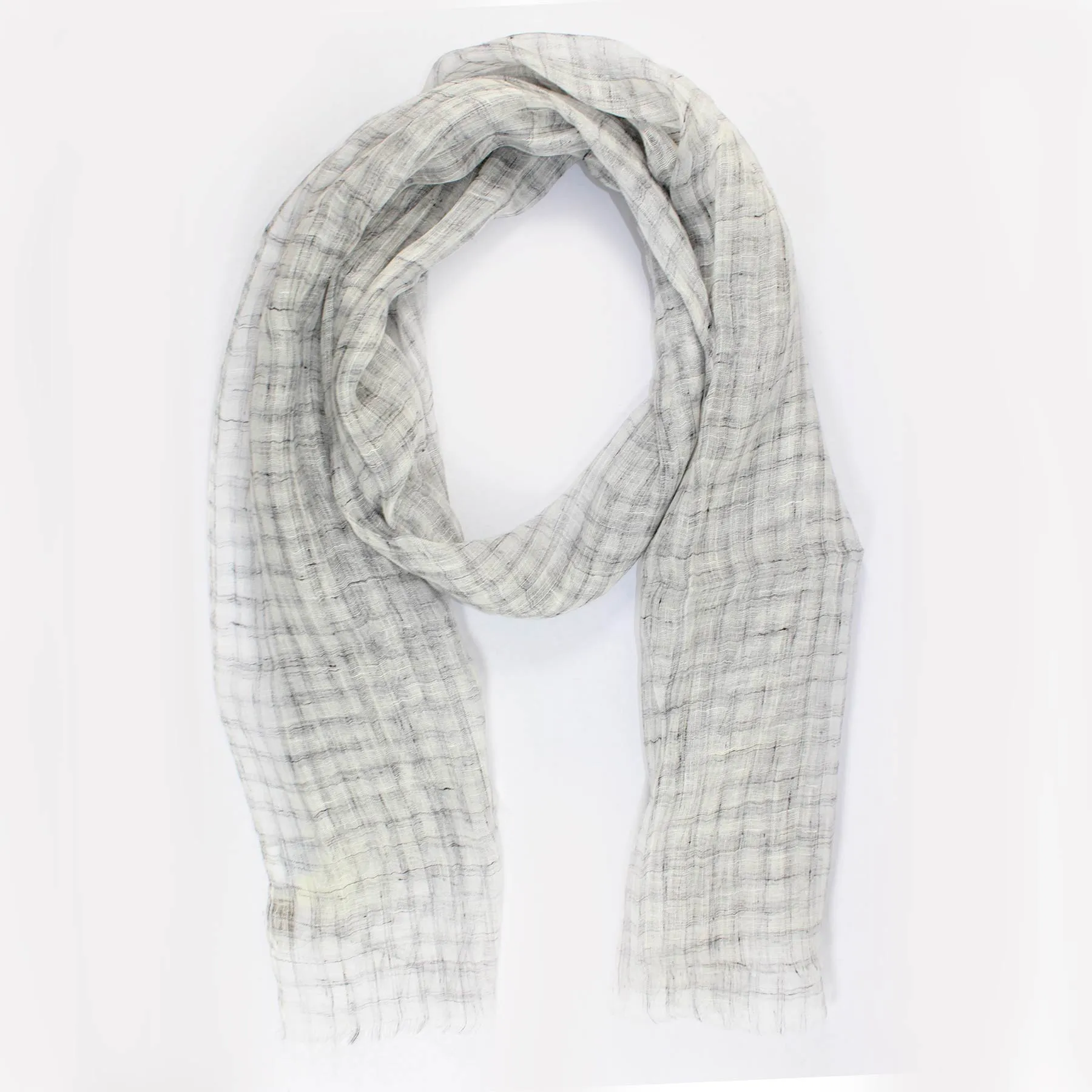 Agnona Linen Scarf Gray Check Design - Luxury Shawl FINAL SALE (Copy)